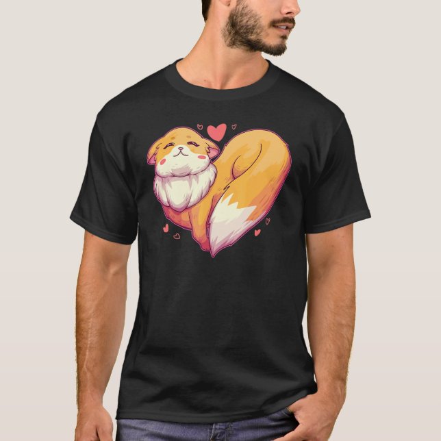 Fox Heart   Retro Animal Wild Zoo Classic Passion  T Shirt (Framsida)