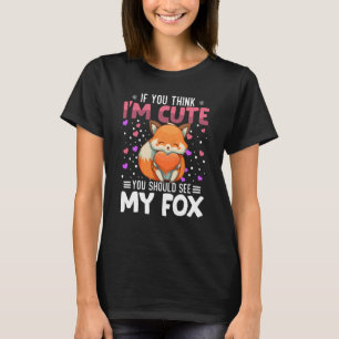 Fox Heart Valentine Day Animal for Womens Kids T Shirt