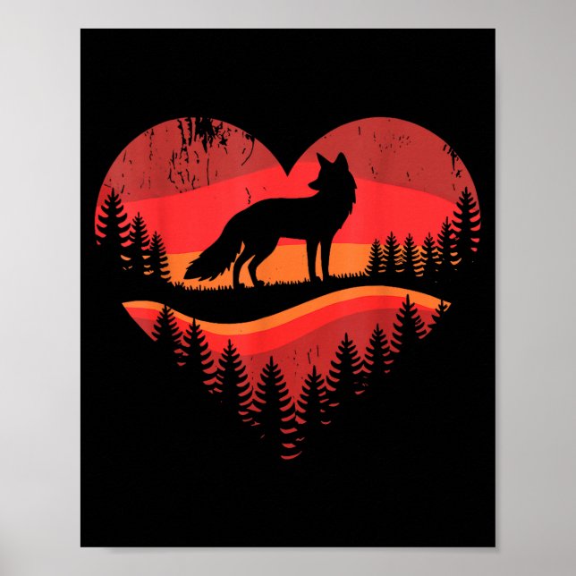 Fox Heart Valentines Animal Fox Lover Men Women Gi Poster (Framsidan)