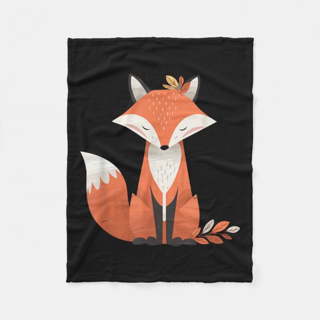 Fox Höst löv Cute Animal Woodland Fall Nature Fleecefilt (Framsidan)