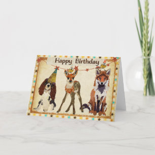 Fox, Hund, Fawn och Little Birthday Card Kort