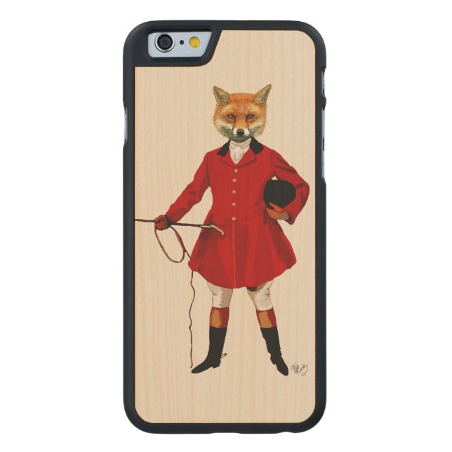 Fox Hunter 2 Fullt 3 Carved Wood iPhone Skal (Baksidan)