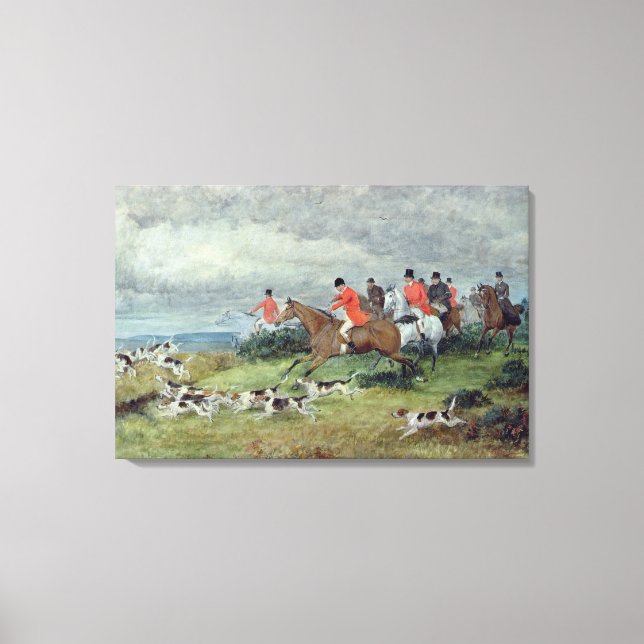 Fox Hunting in Surrey, 1800-talet Canvastryck (Framsida)
