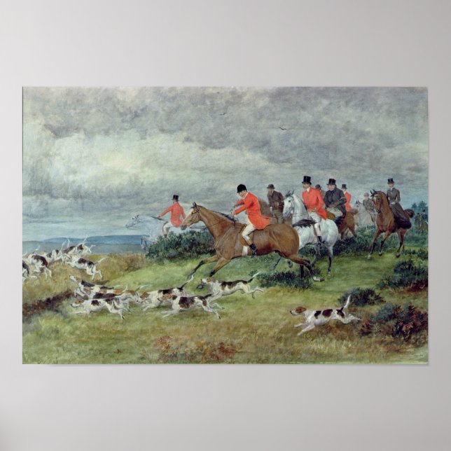 Fox Hunting in Surrey, 1800-talet Poster (Framsidan)