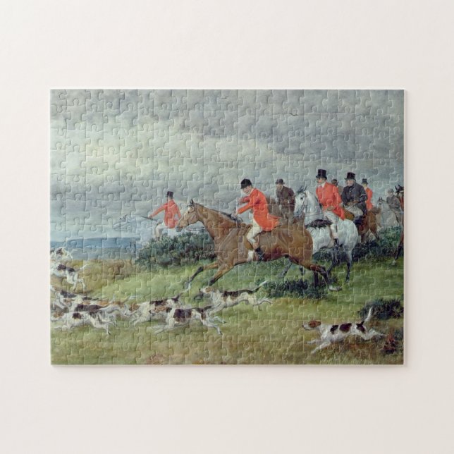 Fox Hunting in Surrey, 1800-talet Pussel (Horisontell)