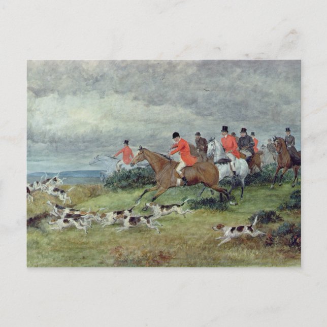 Fox Hunting in Surrey, 1800-talet Vykort (Framsida)