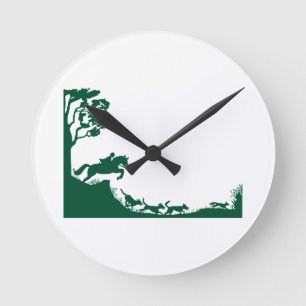 Fox Hunting Silhouette Rund Klocka