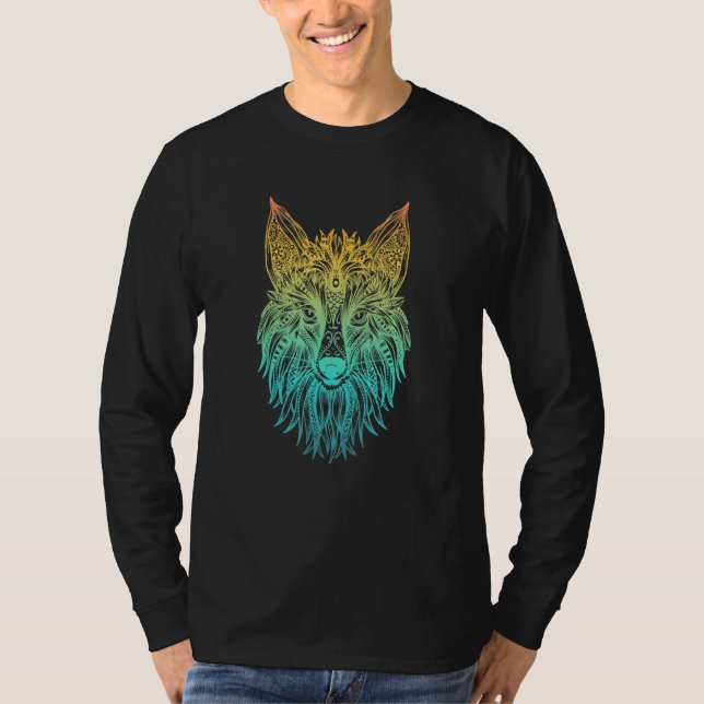 Fox-huvud för färgade stamstammar t shirt (Framsida)