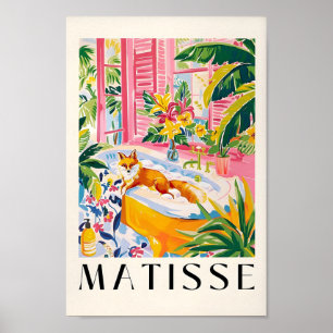 Fox i badkar som inspirerats av Matisse Art, Rosa  Poster