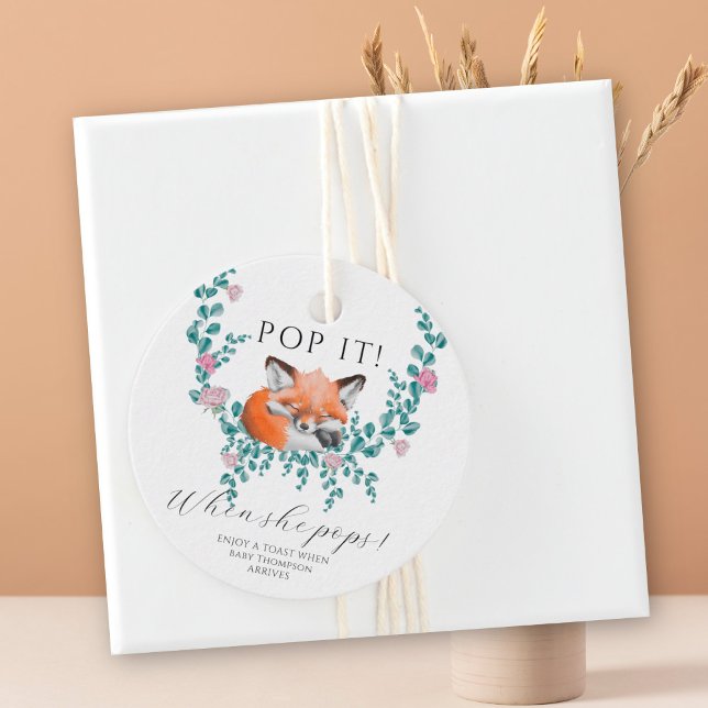 Fox i blomning - stoppa det! När hon poppar! Gåvor Etiketter (Skapare uppladdad)