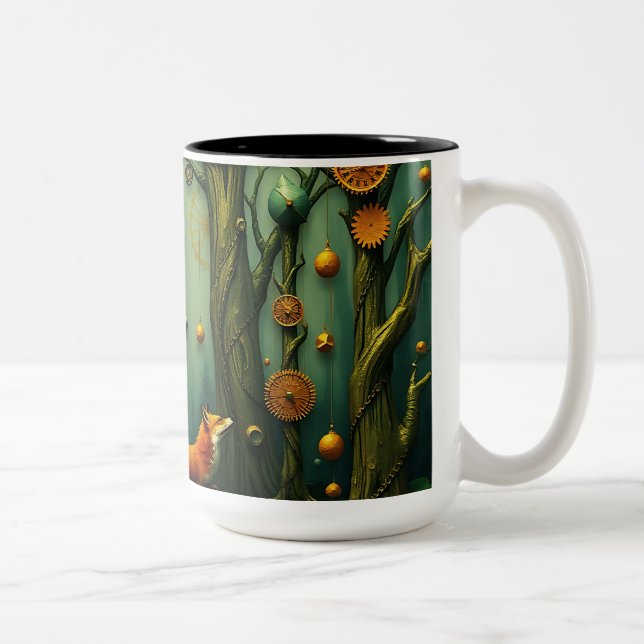 Fox i Clockwork Forest Två-Tonad Mugg (Höger)
