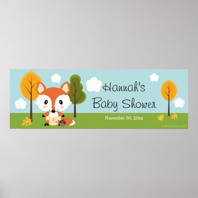 FOX I DIAPERS BABY SHOWER BANNER POSTER (Framsidan)