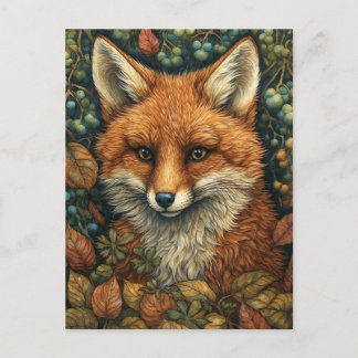 Fox i Dreamy och Whimsical Autumn Forest Helg Vykort