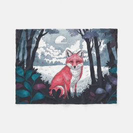 Fox i Forest Clearing Fleece Blanket