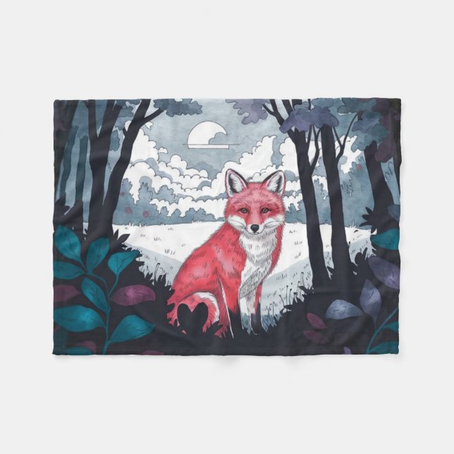 Fox i Forest Clearing Fleece Blanket (Framsidan (Horisontell))