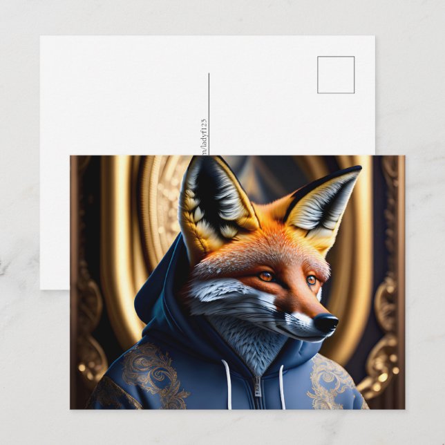 Fox i hoodie, Postcross Vykort (Fram/baksida)