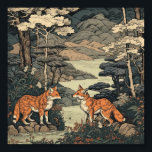 Fox i japanskt landskap poster<br><div class="desc">En röd rävdesign</div>