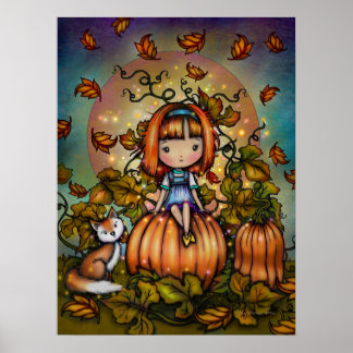 Fox i Pumpkin Patch Cute Autumn Art Poster