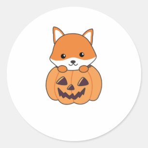Fox i Pumpkin Sweet Foxes Happy halloween Runt Klistermärke