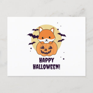Fox i Pumpkin Sweet Foxes Happy halloween Vykort