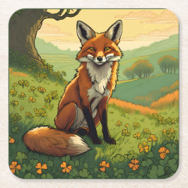 Fox i Shamrocks Underlägg Papper Kvadrat