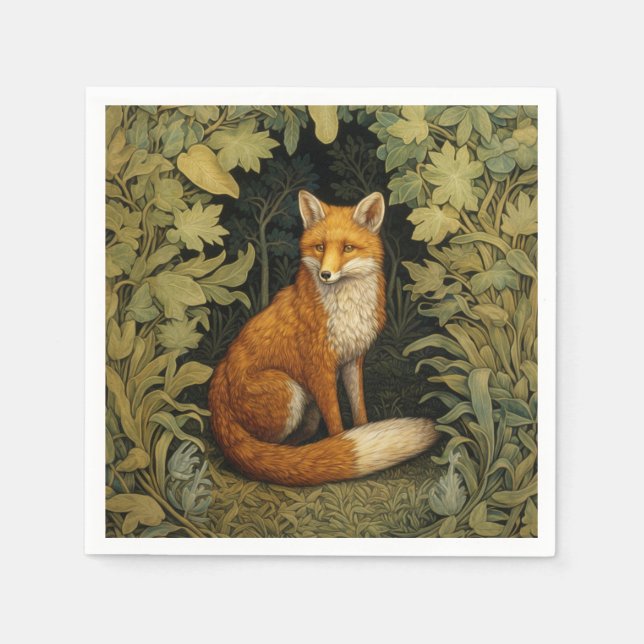Fox i skogen, Art nouveau stil Pappersservett (Framsidan)