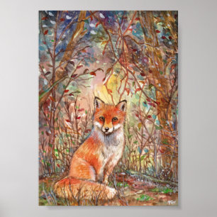 Fox i Skogen hösten Poster