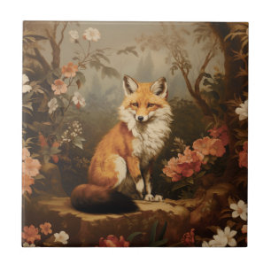 Fox i skogen moody Victorian Kakelplatta
