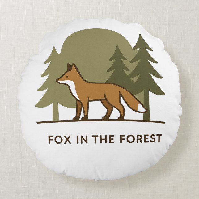 Fox i skogen rund kudde (Framsidan)
