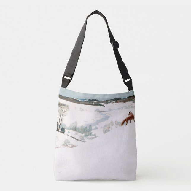 Fox i Snö, 1935 av Newell Convers Wyeth Axelväska (Framsida)