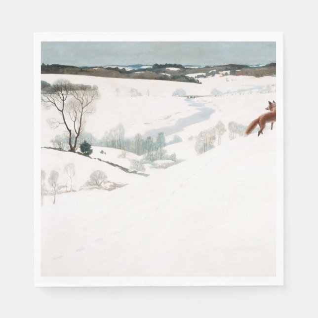 Fox i Snö, 1935 av Newell Convers Wyeth Pappersservett (Framsidan)