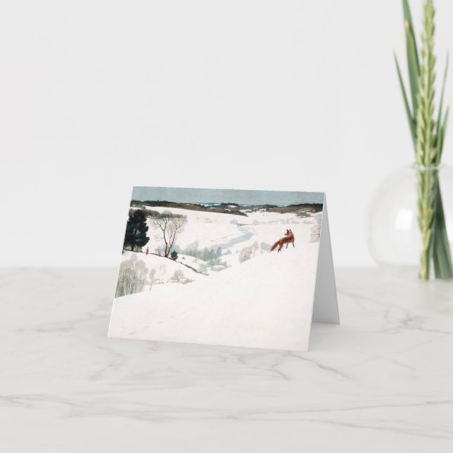 Fox i Snö, 1935 av Newell Convers Wyeth Tack Kort (Framsida)