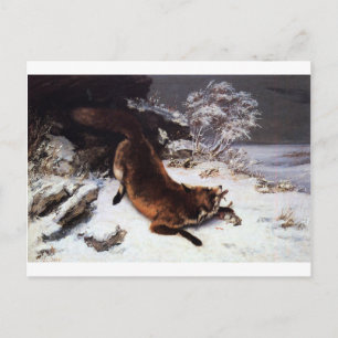 Fox i Snö av Gustave Courbet Vykort