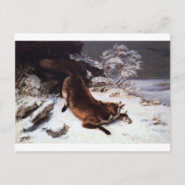 Fox i Snö av Gustave Courbet Vykort (Framsida)