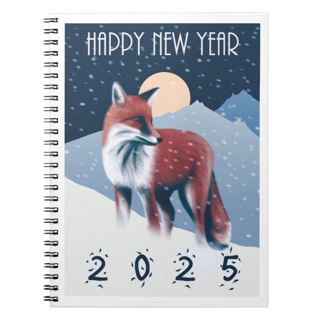 Fox i Snö | Gott nytt år 2025 Anteckningsbok (Framsidan)
