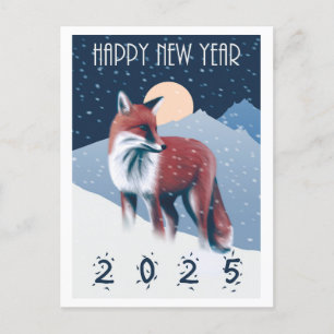 Fox i Snö Gott nytt år 2025 Vykort