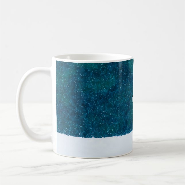 Fox i snöfall. Röda räv, vulpes vulpes, hoppa i Kaffemugg (Vänster)