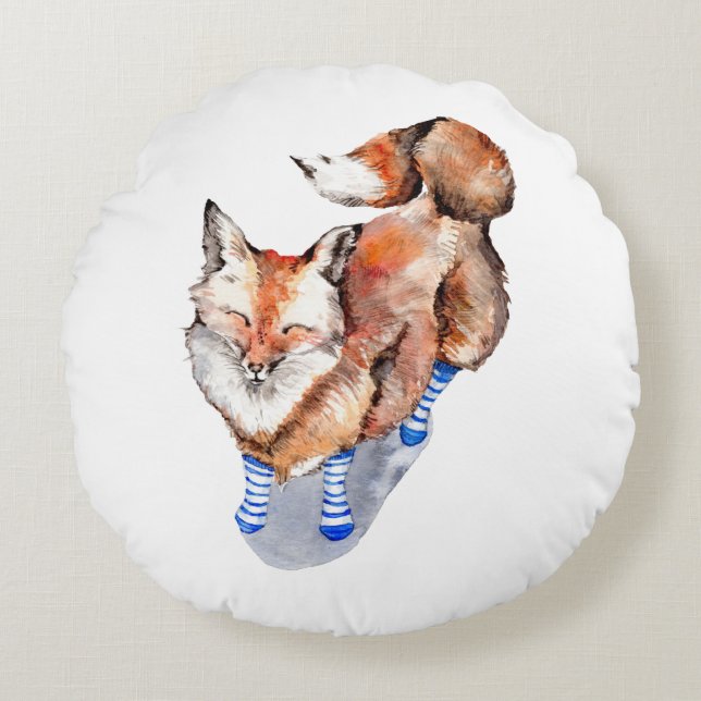 Fox i socklar rund kudde (Framsidan)