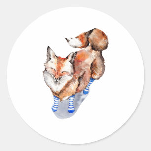 Fox i socklar runt klistermärke