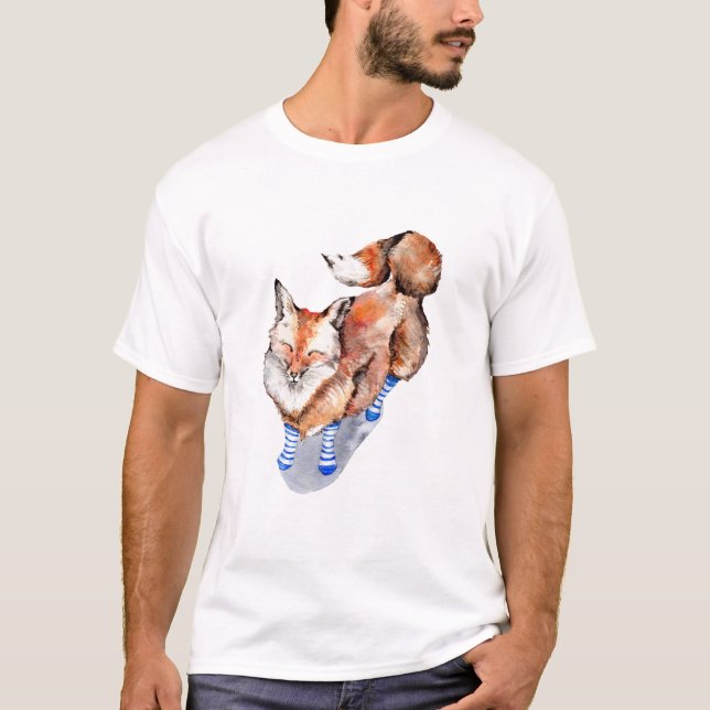 Fox i socklar t-shirt (Framsida)