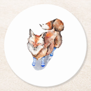 Fox i socklar underlägg papper rund