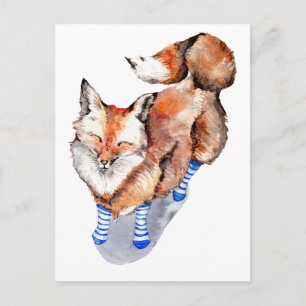 Fox i socklar vykort