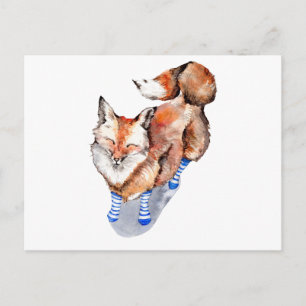 Fox i socklar vykort