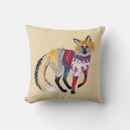 Fox i Sticka Sweater Dekorativ kudde