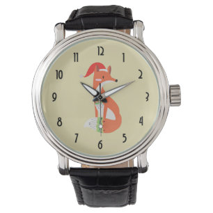 Fox i Trendiget Wildlife Illustration Armbandsur