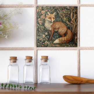Fox i Vintagen Fairy Tale Forest Kakelplatta