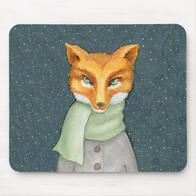 Fox i Winter Scarf Illustration Musmatta (Framsidan)