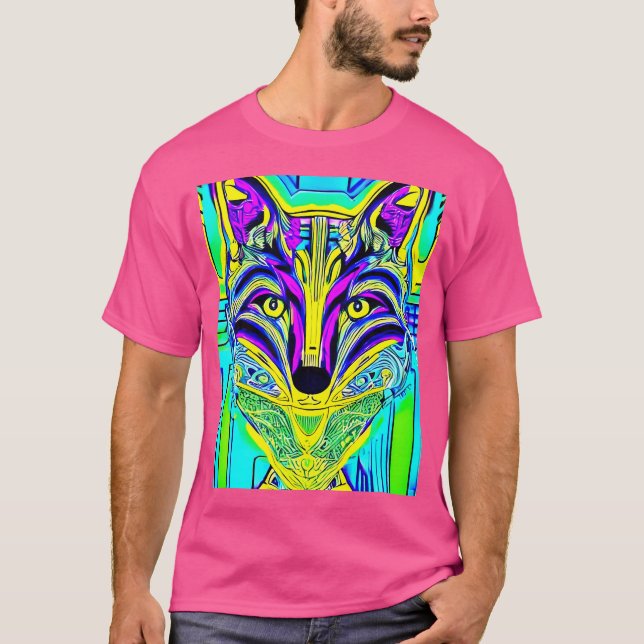 Fox Illustration Artistic Fox Älskare T Shirt (Framsida)