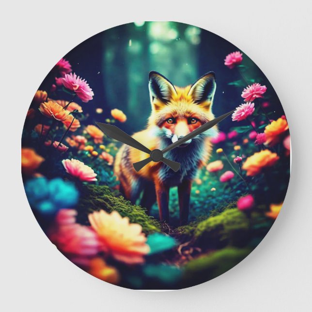 "Fox in Bloom" Stor Klocka (Framsida)