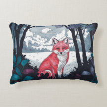 Fox in Forest Clearing Accent Pillow